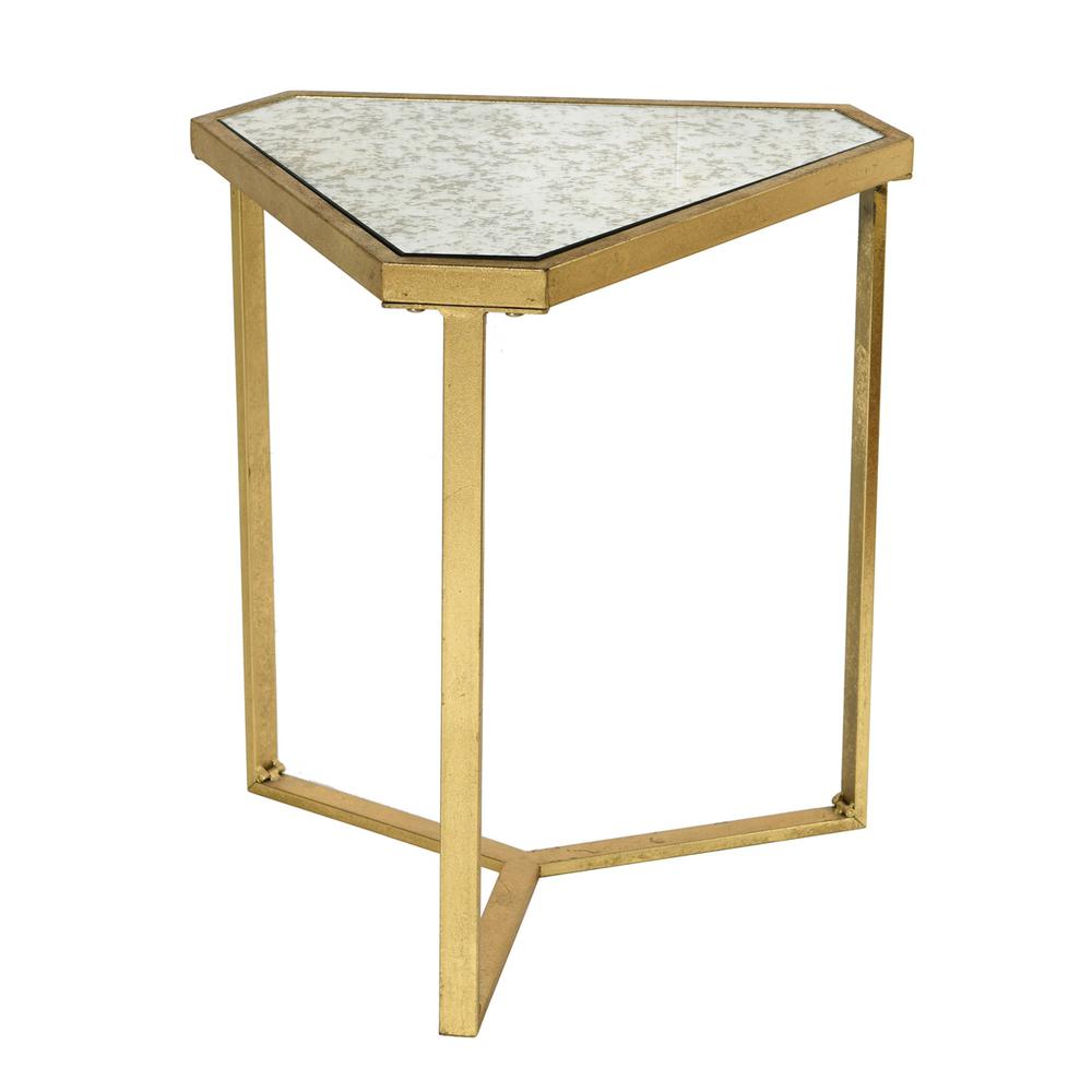 Roxie Rose Gold Antique Glass Top Triangle Side Table