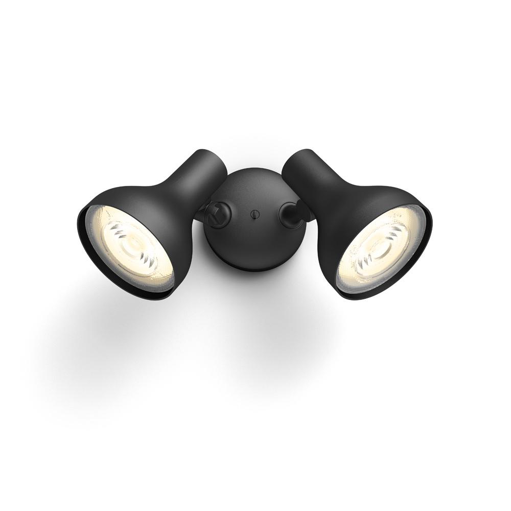Philips Hue Bridge Outdoor Security Lighting Hue White Ludere Black Outdoor Led Flood Light With 2 Smart Wireless Bulbs