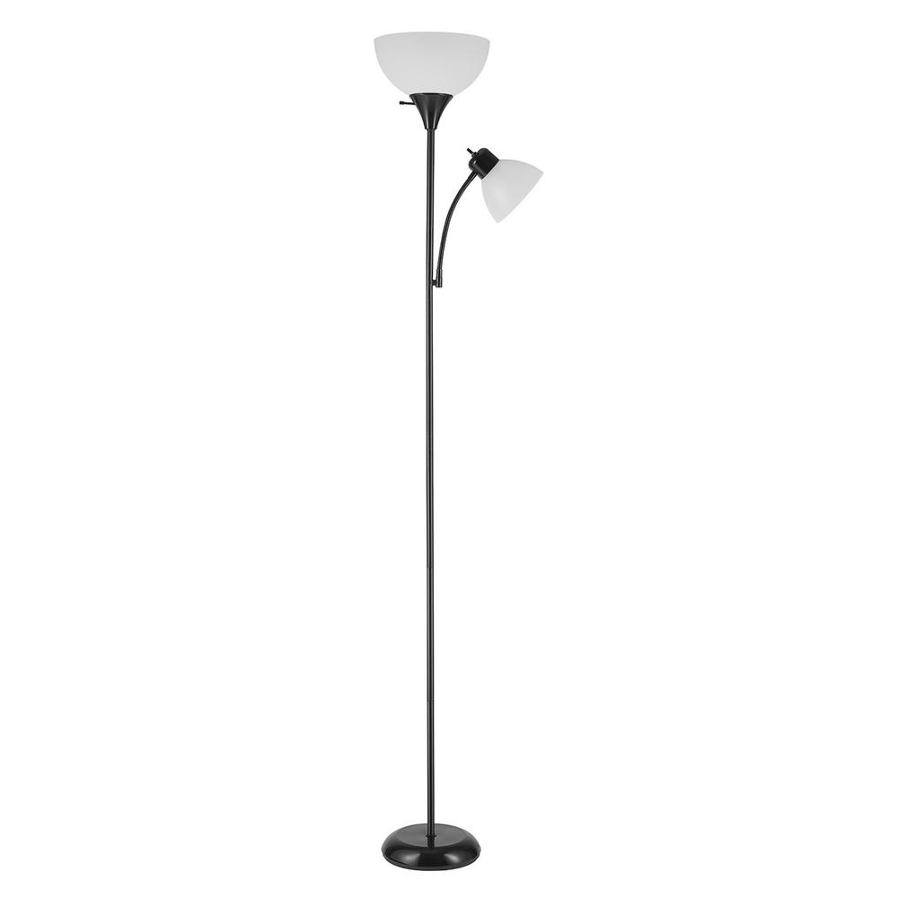 Globe Electric Delilah 72 In Matte Black Torchiere Floor Lamp With Adjustable Reading Light