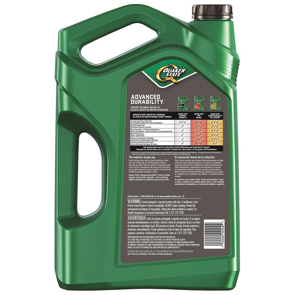 Quaker State 5 Qt Sae 5w 30 Advanced Durability Conventional Motor Oil The Home Depot