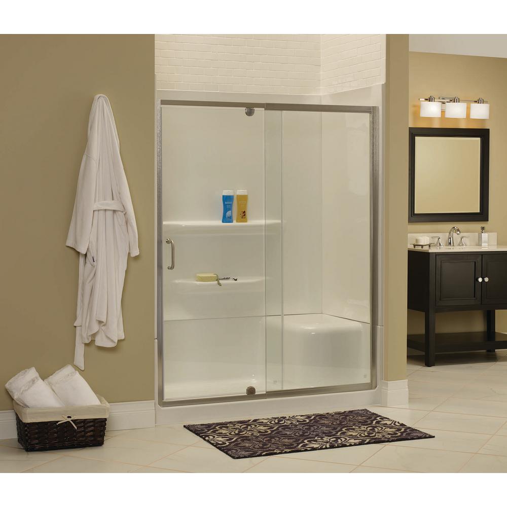Silver Frameless Alcove Shower Doors Shower Doors The Home Depot