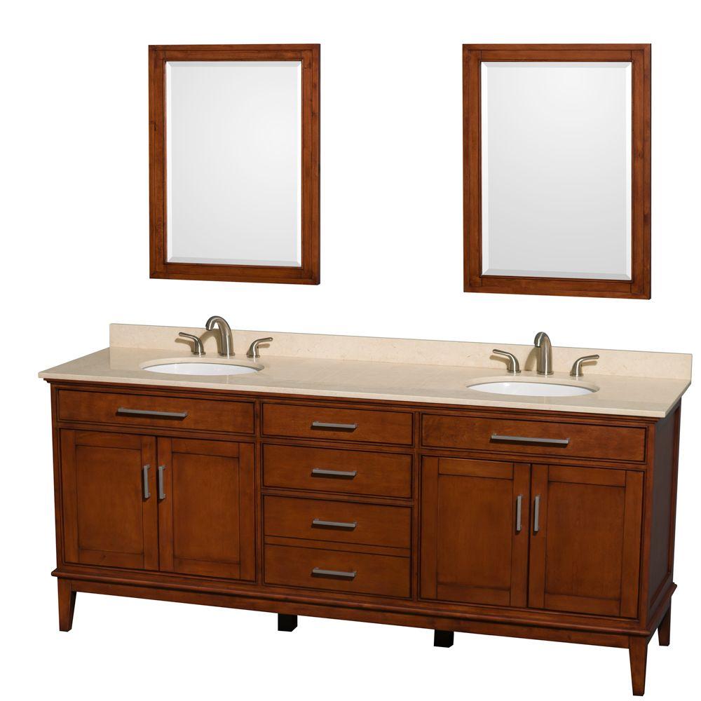 Wyndham Collection Hatton 80 In Double Vanity Light Chestnut Wyndham Collection Hatton 80 In Double Vanity Light Chestnut With Marble Top