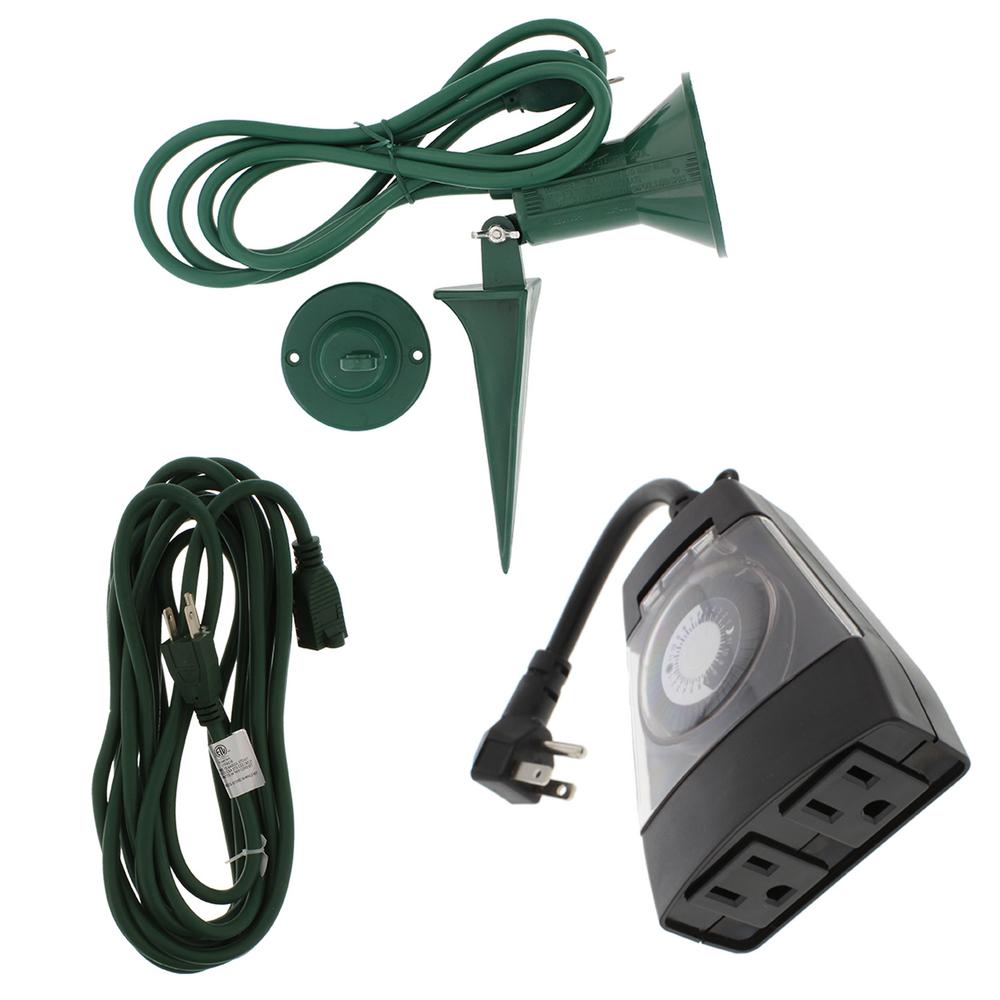 BRIGHT-WAY Outdoor 24-Hour Mechanical Timer and Light Bundle ...