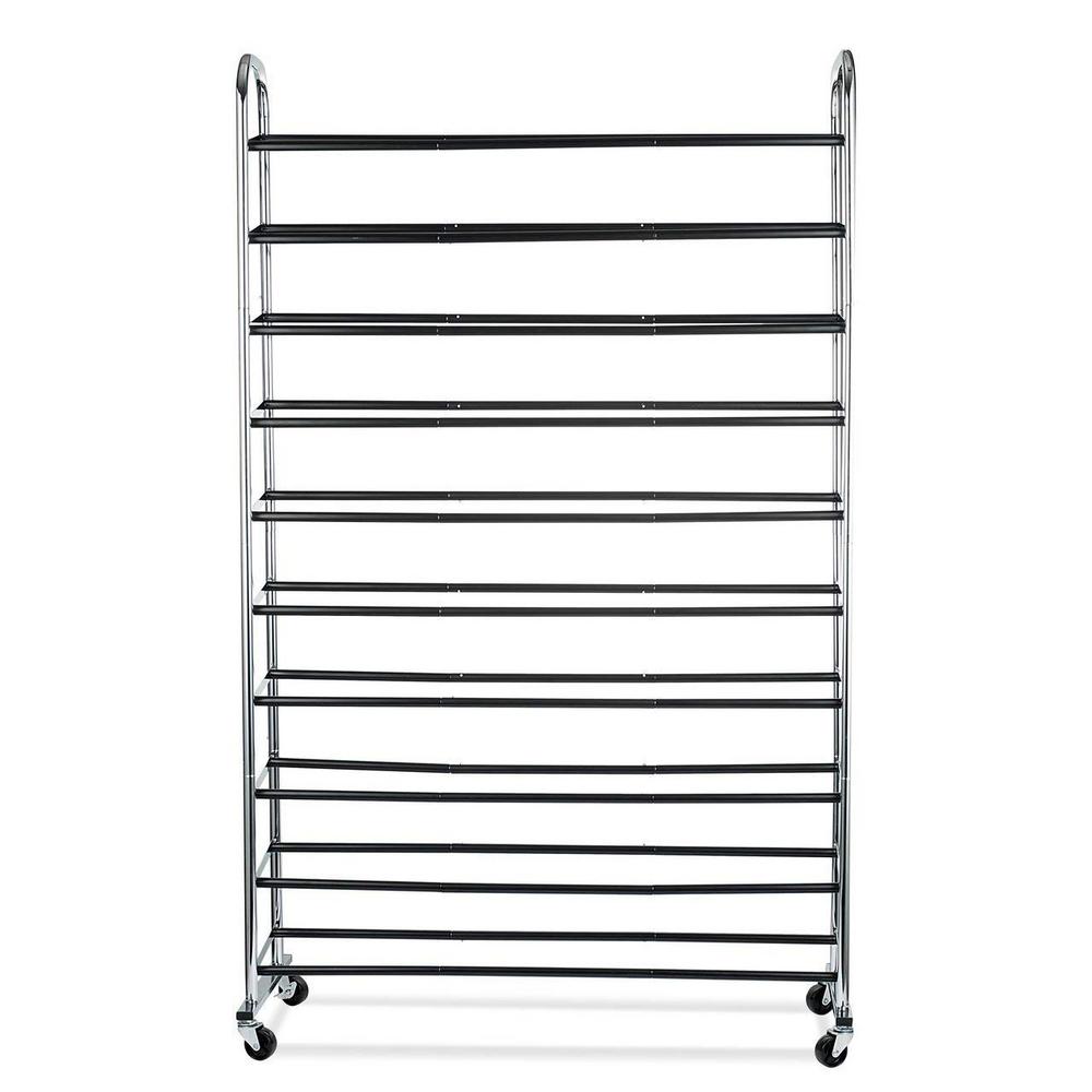 Home It 50 Pair Chrome Shoe Rack Organizer With Wheels 4388 The Home Depot