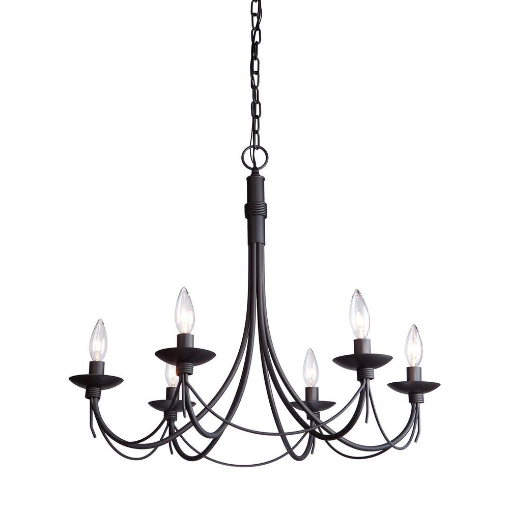 Chasles 6 Light Black Chandelier Cli Acg148641 The Home Depot Chasles 6 Light Black Chandelier
