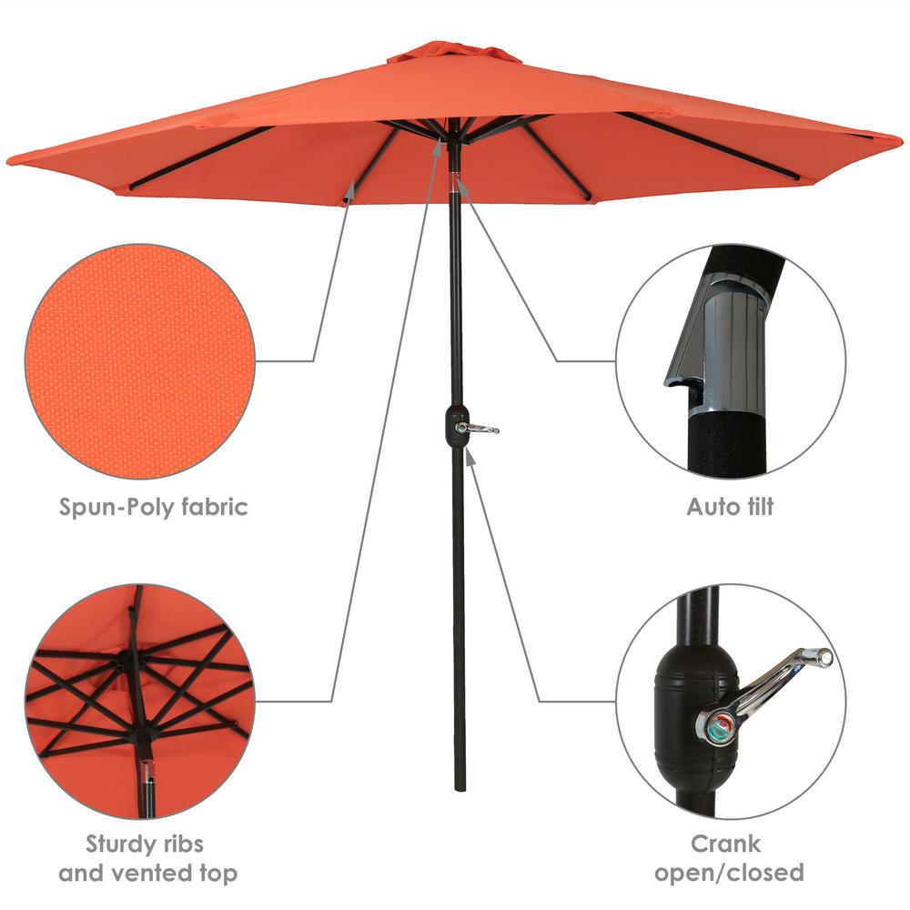 Sunnydaze Decor 9 Ft Fade Resistant Aluminum Market Auto Tilt Patio Umbrella In Burnt Orange Jlp 686 The Home Depot