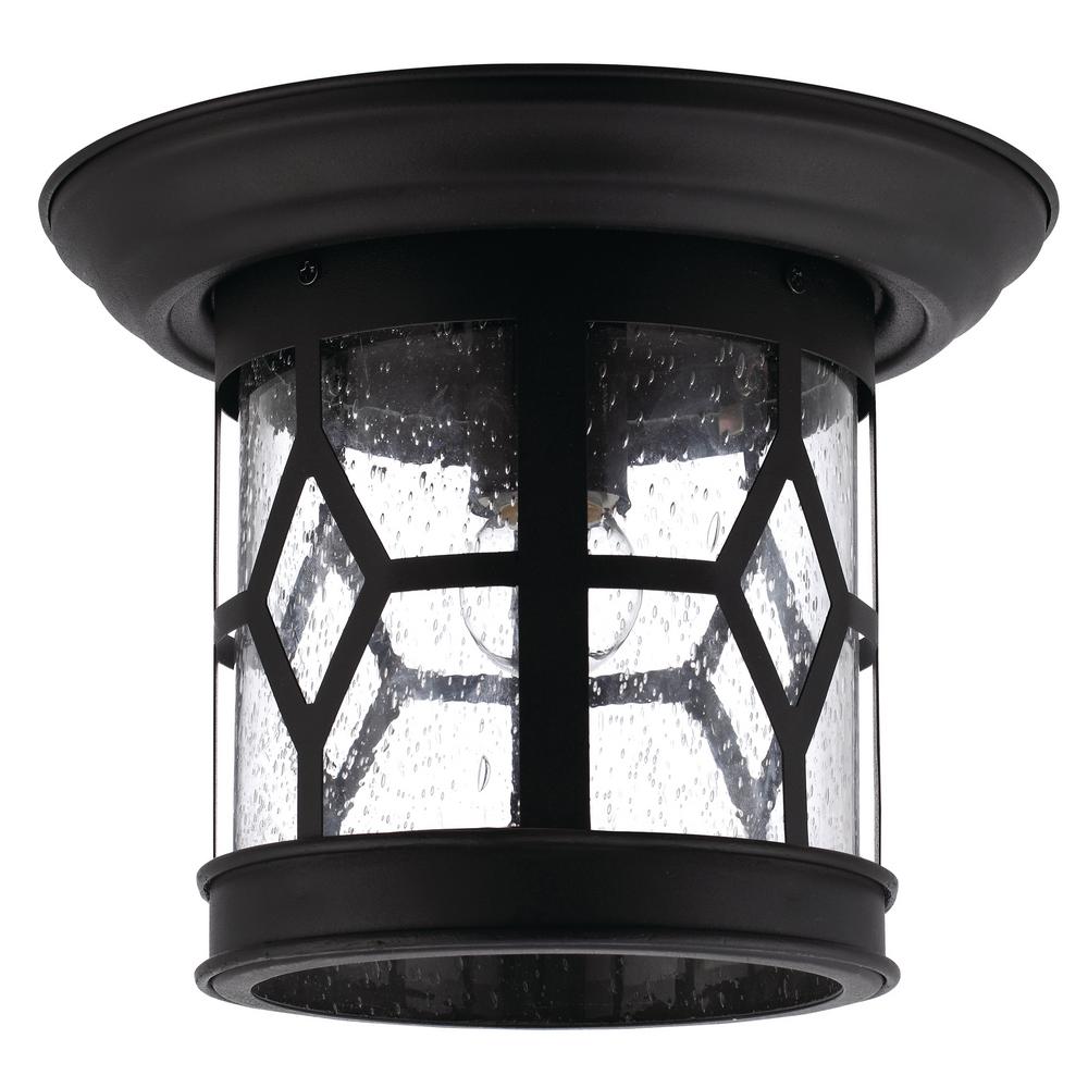 Classic Flush Mounted Canarm Outdoor Lighting The Atlanta 1 Light Outdoor Black Flush Mount