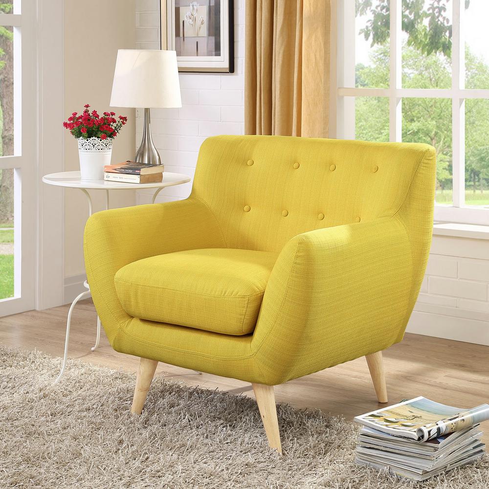 Solid Yellow Accent Chairs The Home Depot Remark Sunny Upholstered Armchair