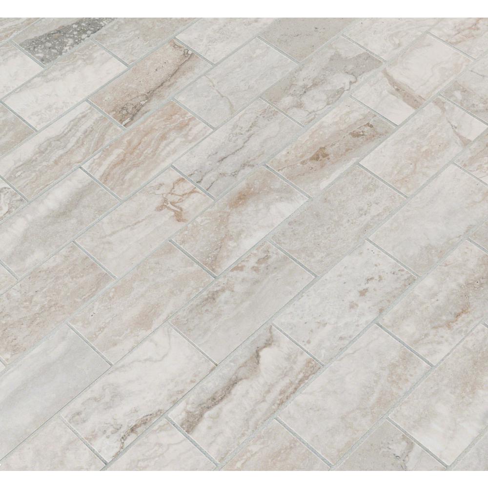 8 Square Feet 12 in x 12 in Gray MS International AMZ-M-00241 Pietra BERNINI CAMO 2X4 Mosaic Polished Porcelain Mesh