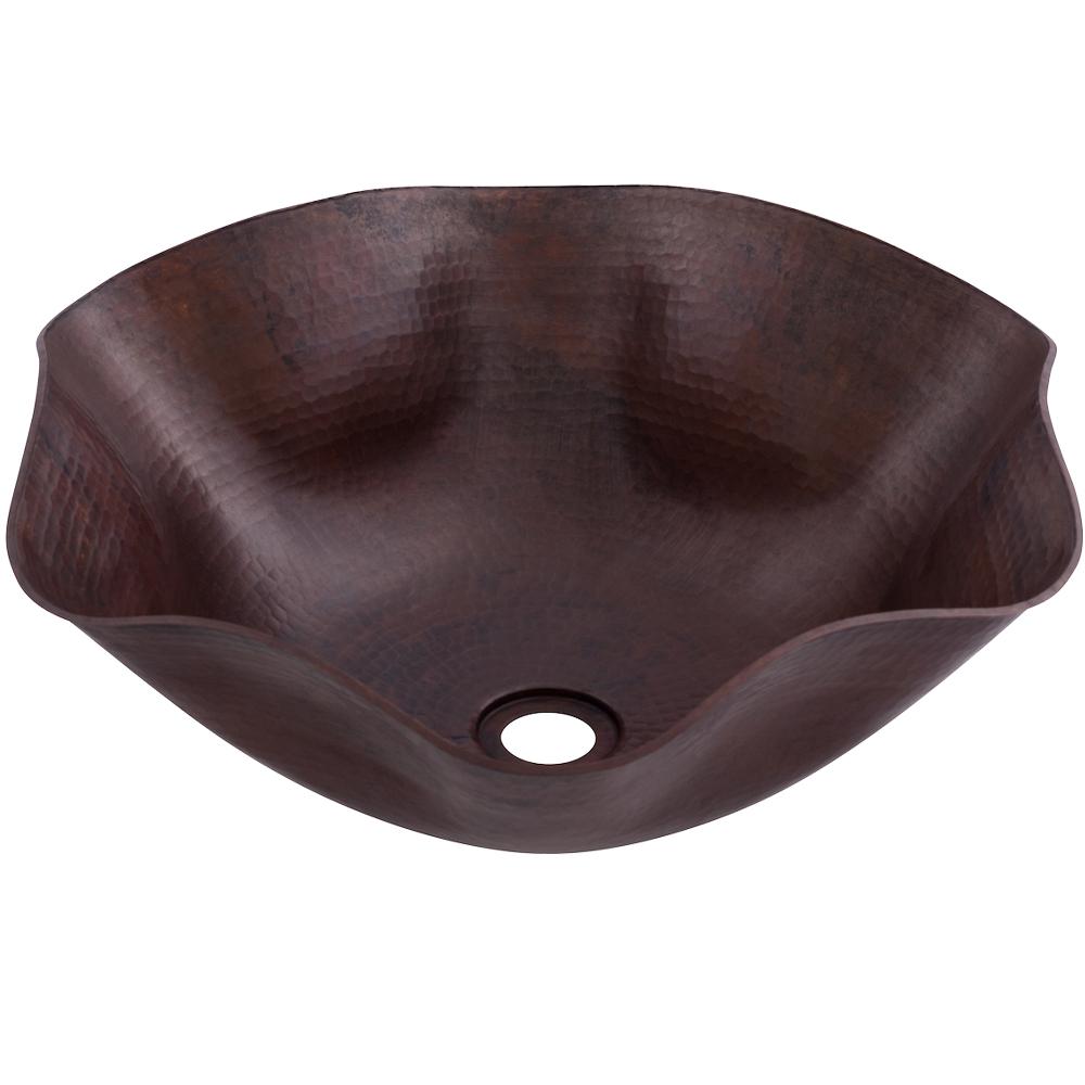 Andalusia Hammered Vessel Sink in Copper with Strainer Drain in Oil