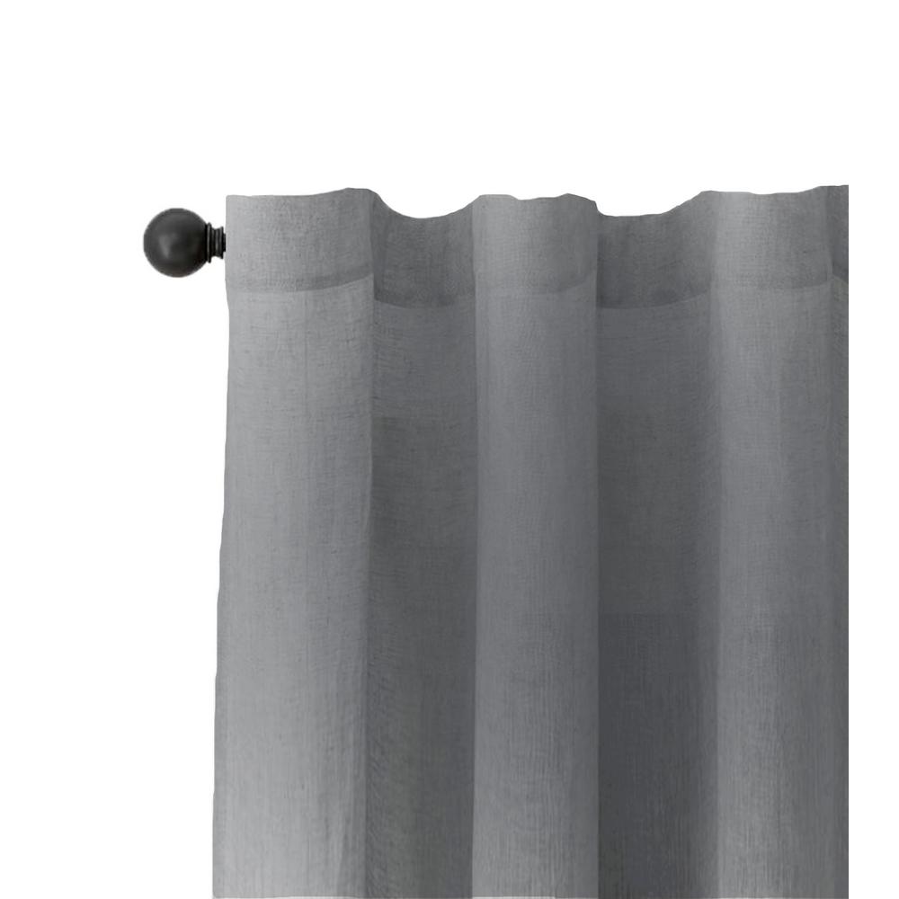 A1 Home Collections Sheer Linen Drape In Steel Grey 50 In X 96