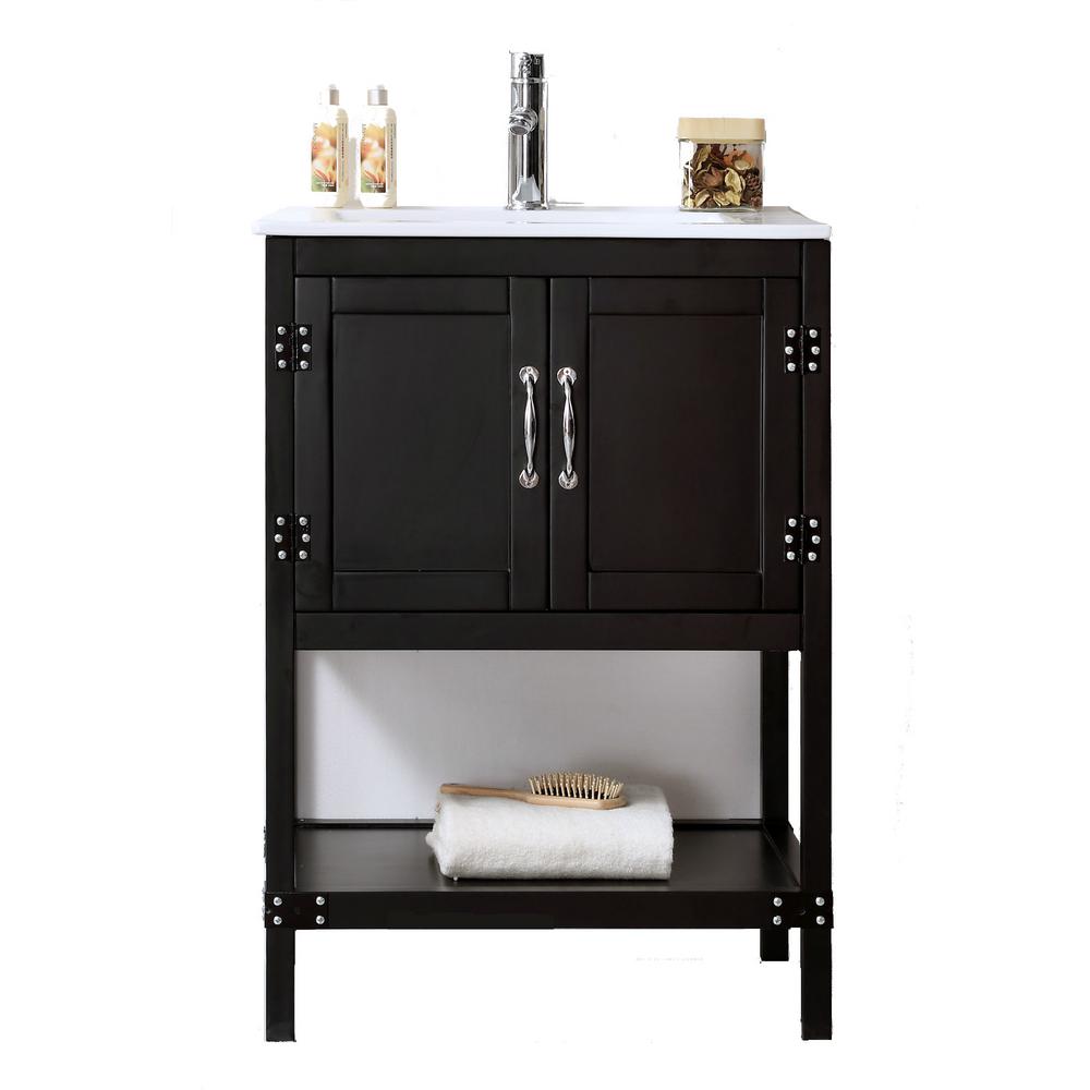 Wu 40 in. W Vanity in Rich Black with Reinforced Acrylic Vanity Top in