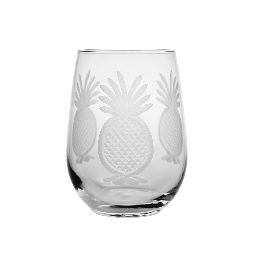 Rolf Glass Pineapple 17 oz. Clear Stemless Wine Glass (Set of 4)-205335 ...