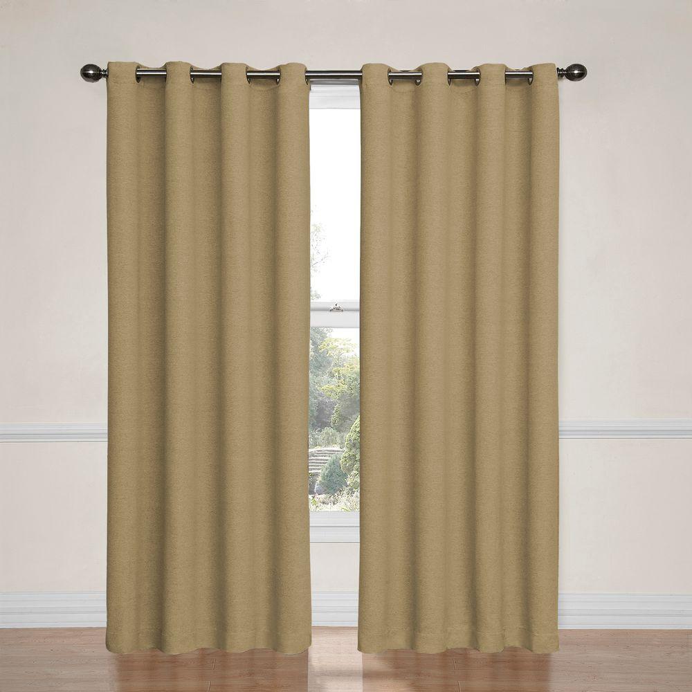 tan window curtains