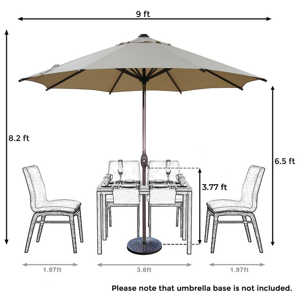 Abba Patio 9 Ft Outdoor Table Market Umbrella With Push Button Tilt And Crank Patio Umbrella In Beige Ap9388ctb The Home Depot