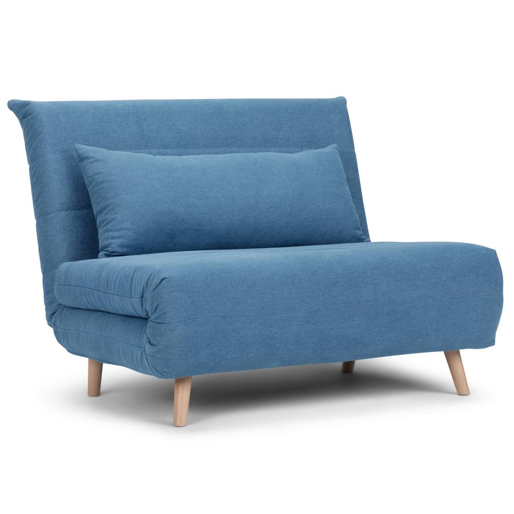 Simpli Home Asher Contemporary 42 in. Denim Blue Linen ...