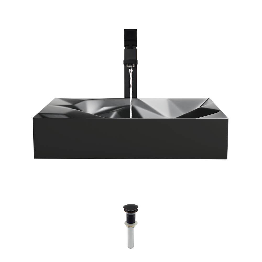 Mr Direct Vessel Bathroom Sink In Matte Black With 721 Faucet And Mr Direct Vessel Bathroom Sink In Matte