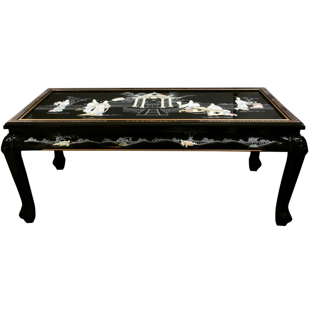 Oriental Furniture Black Coffee Table Lcq Ct Bm The Home Depot Oriental Furniture Black Coffee Table