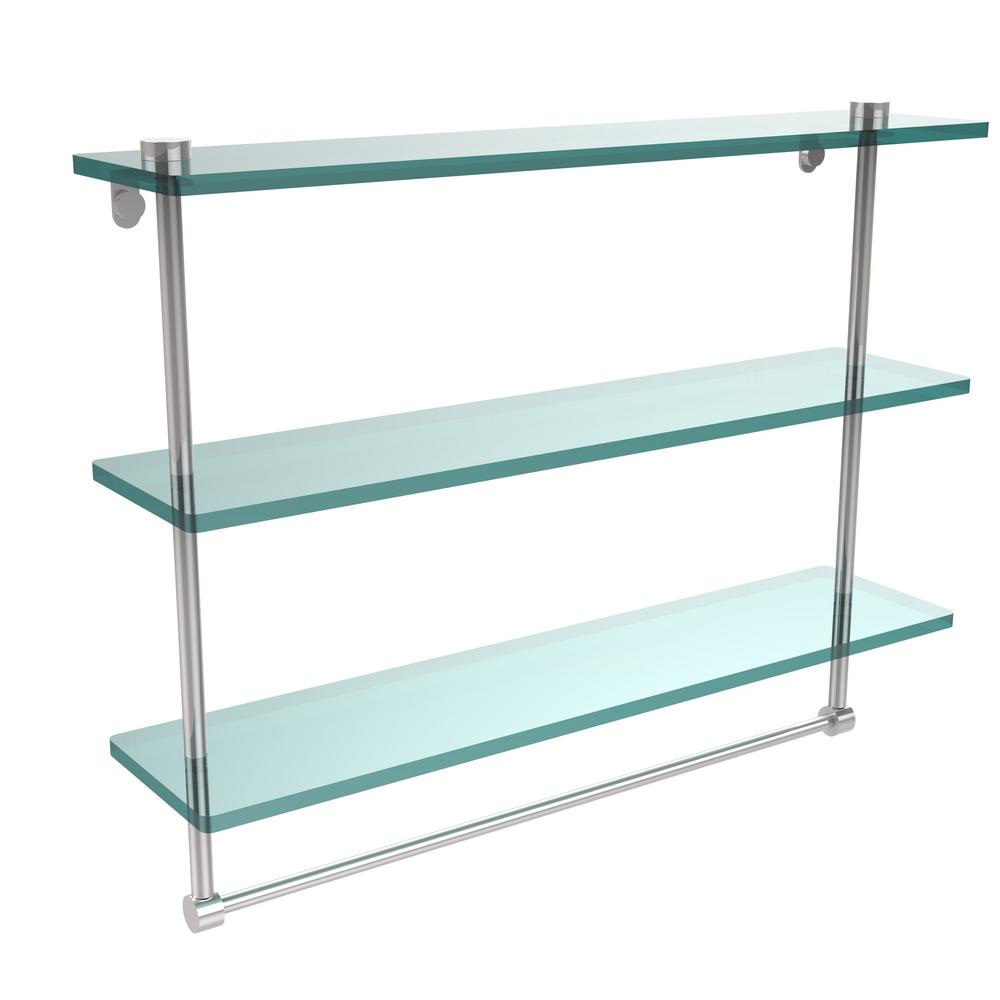 Allied Brass 22 In L X 18 H 5 W 3 Tier Clear Glass L X 18 In H 5 W