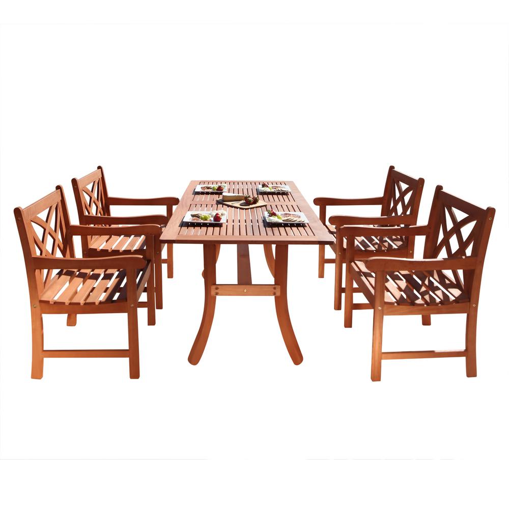 Vifah Malibu Wood 5Piece Outdoor Dining SetV189SET1 The Home Depot