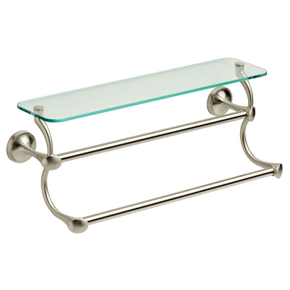 Delta 8 in. Glass Bathroom Corner Shelf with Hand Towel Bar in ... Delta 8 in. Glass Bathroom Corner Shelf with Hand Towel Bar in ...
