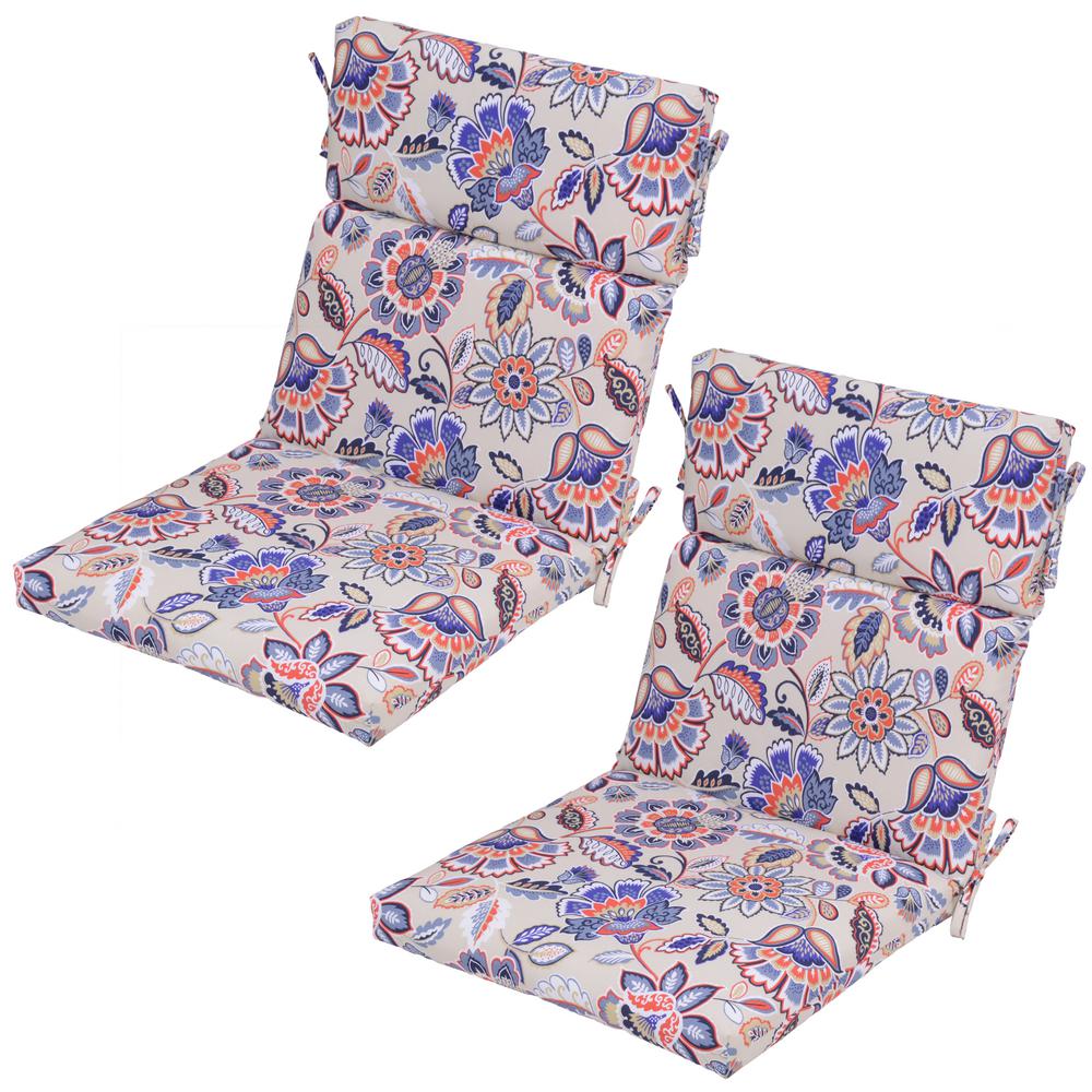 Outdoor Seat Cushions Chair The Home Depot Parchment Jacobean Outdoor Dining Chair Cushion 2 Pack