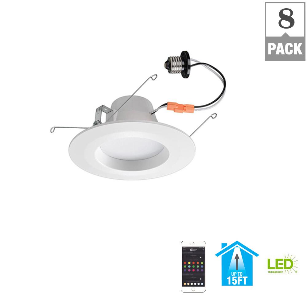 Commercial Electric Bluetooth 5 in. and 6 in. White Integrated LED