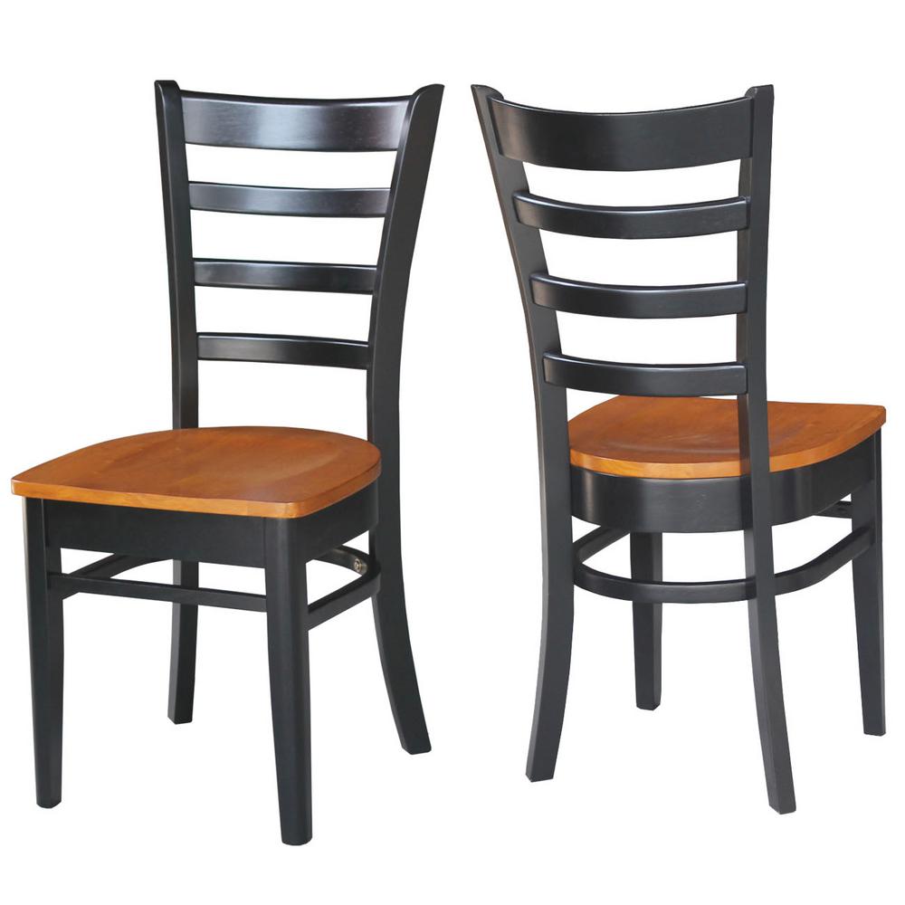 Boraam Farmhouse Black and Cherry Wood Dining Chair (Set of 2)-31516