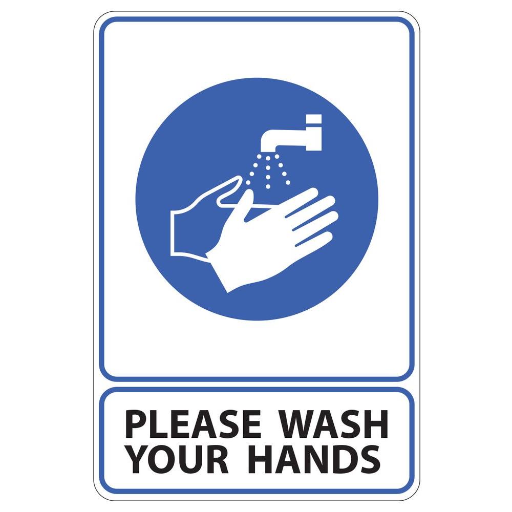 Rectangular Plastic Please Wash Your Hands Sign-PSE-0064 