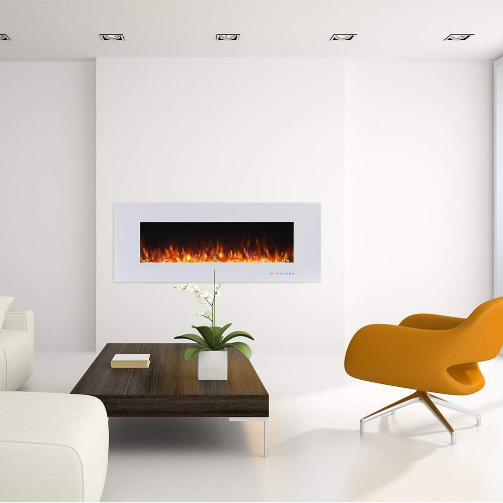 Glitzhome 50 in. WallMounted Electric Fireplace in WhiteWM50WH The
