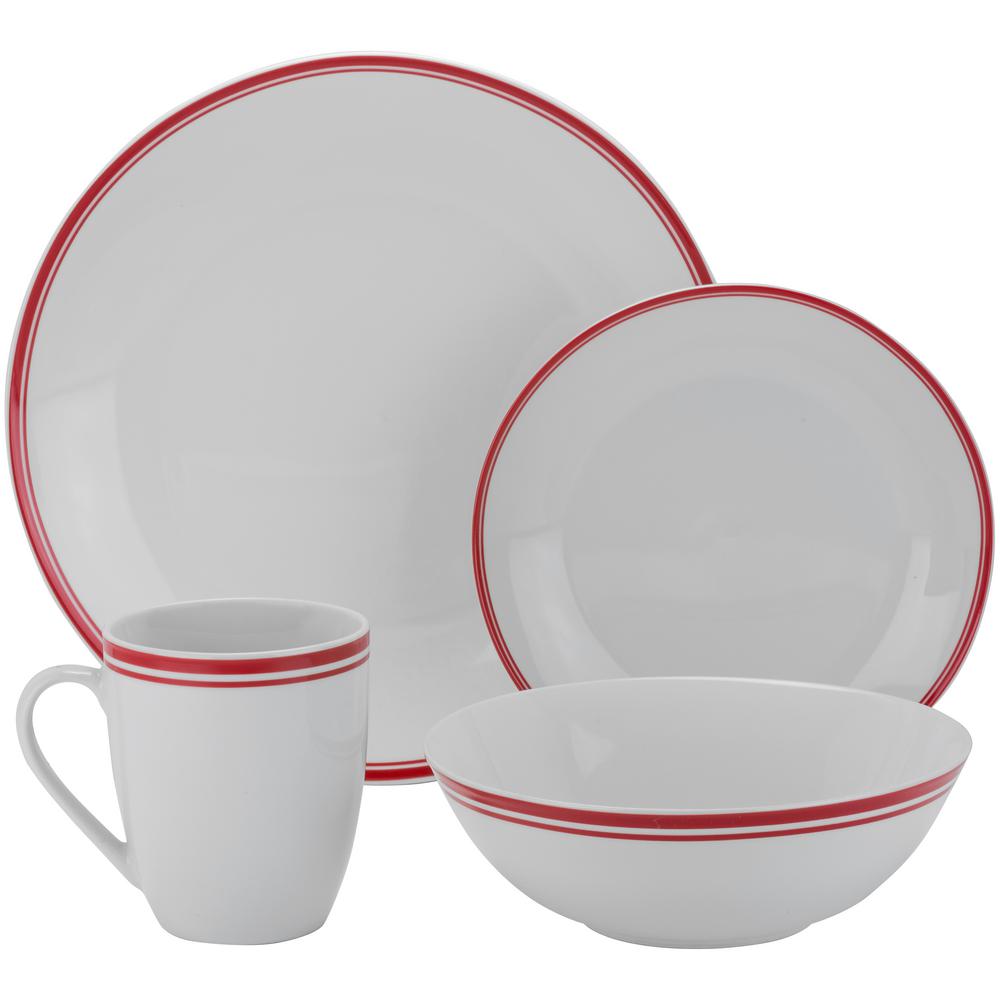 ESSENTIAL HOME Canby Park 16 Piece Red Dinnerware Set98594652M The