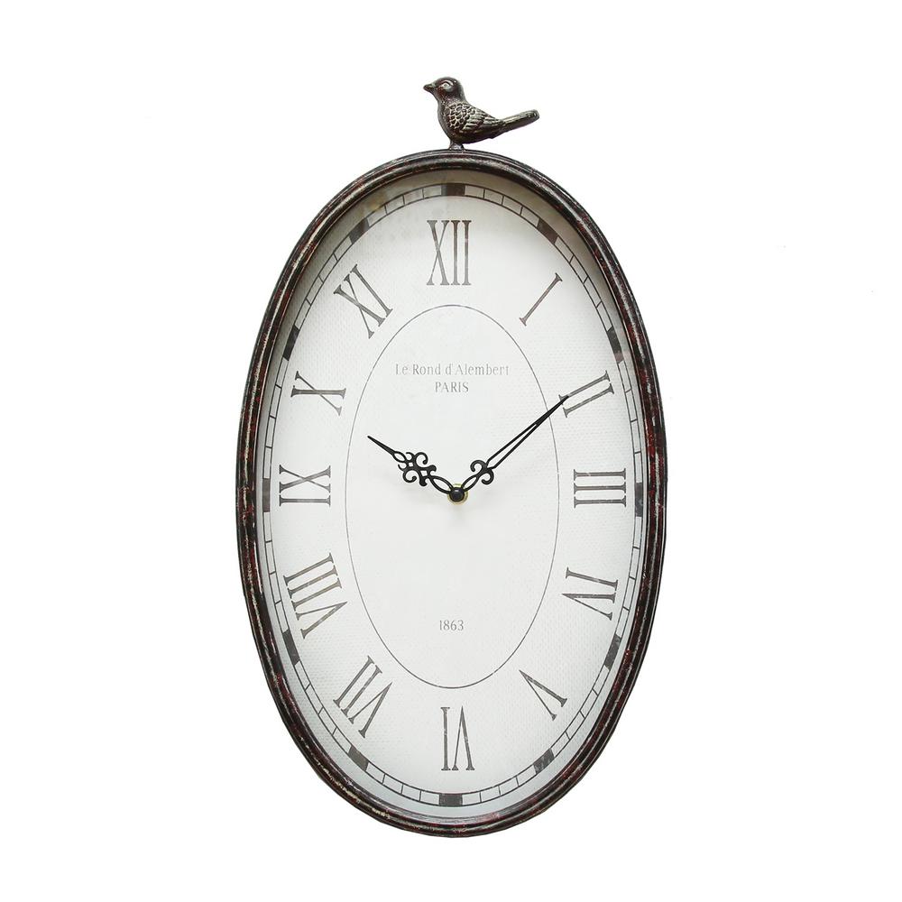 Stratton Home Decor Antique Oval Bird Clock Shd0009 The Depot Stratton Home Decor Antique Oval Bird