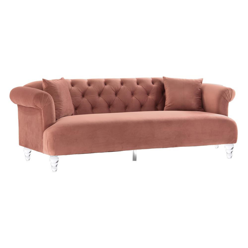 Armen Living Elegance Blush Velvet Contemporary Sofa With