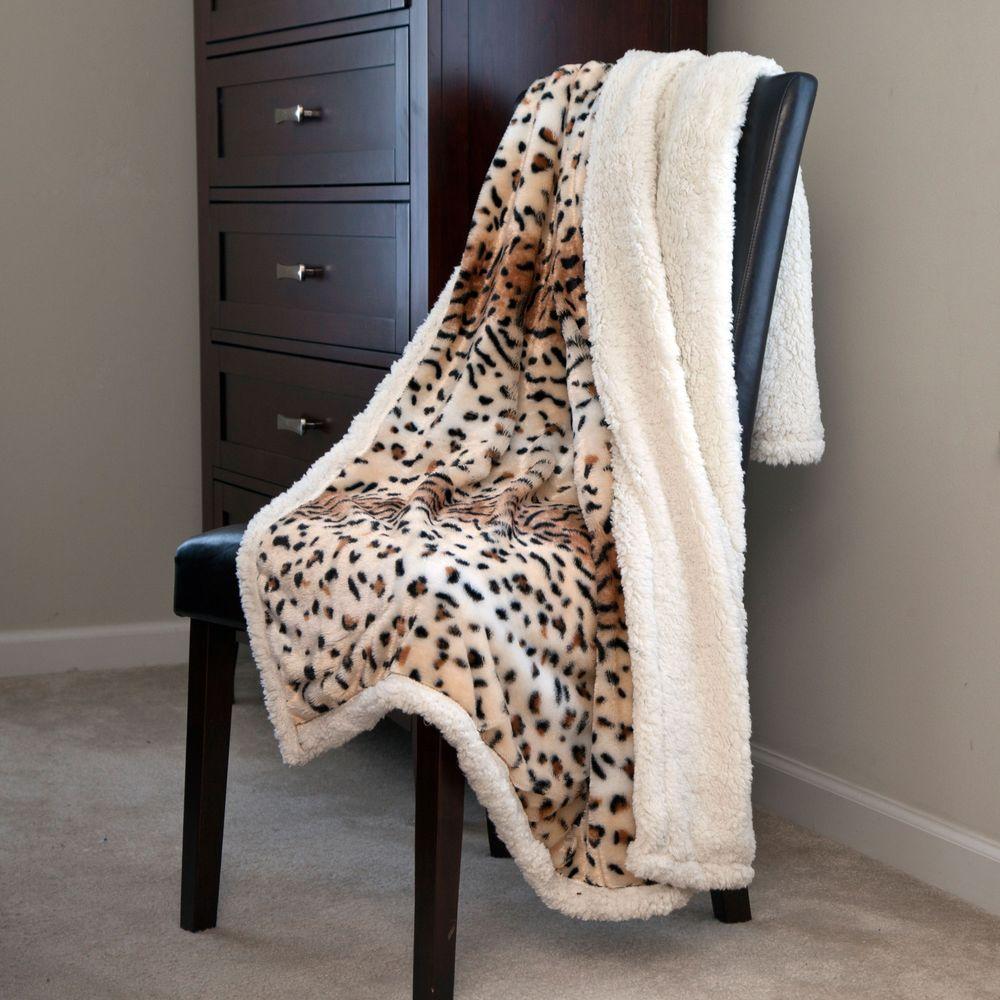 Lavish Home Tiger Fleece Sherpa Polyester Throw Blanket6100005Animal