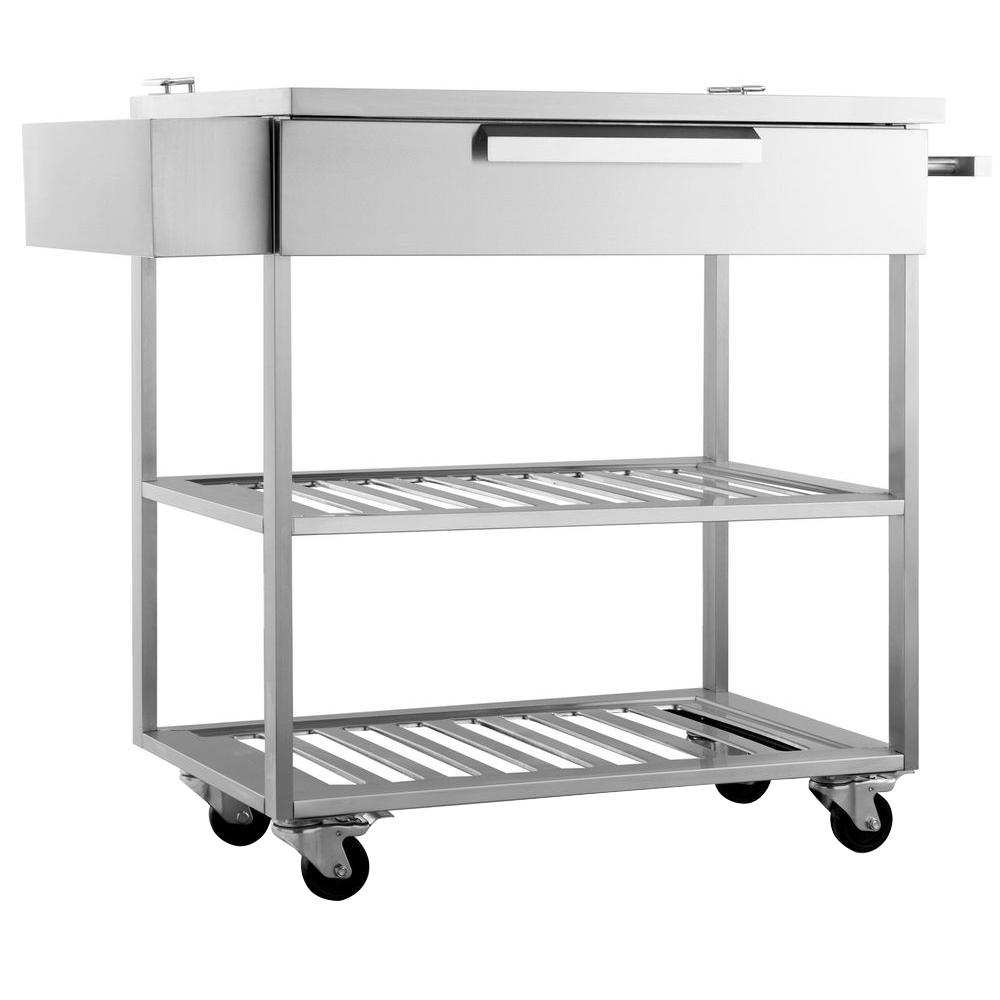NewAge Products Stainless Steel Classic 32x33.6x24 in. Outdoor Kitchen Mobile Bar Cart65007
