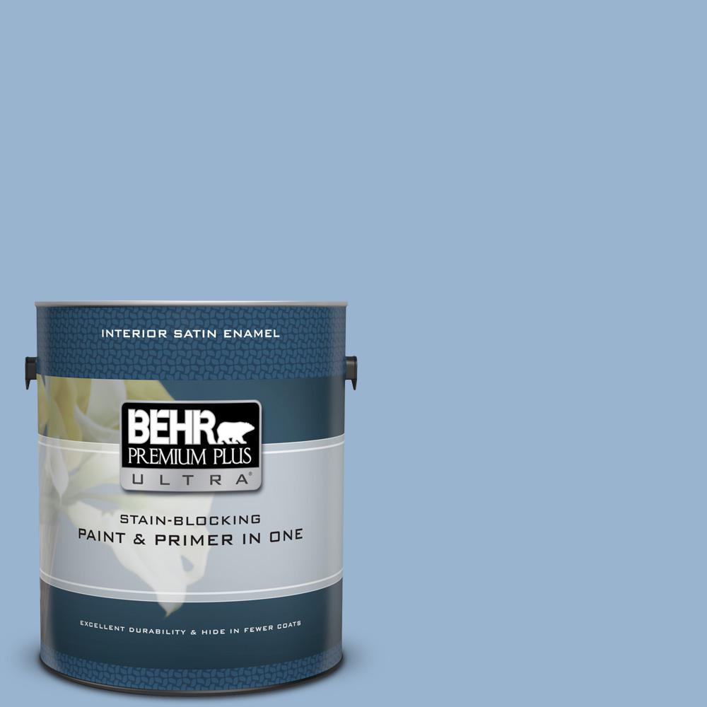 Behr Premium Plus Ultra 1 Gal Ppu14 10 Blue Suede Satin Enamel Ppu14 10 Blue Suede Satin Enamel Interior