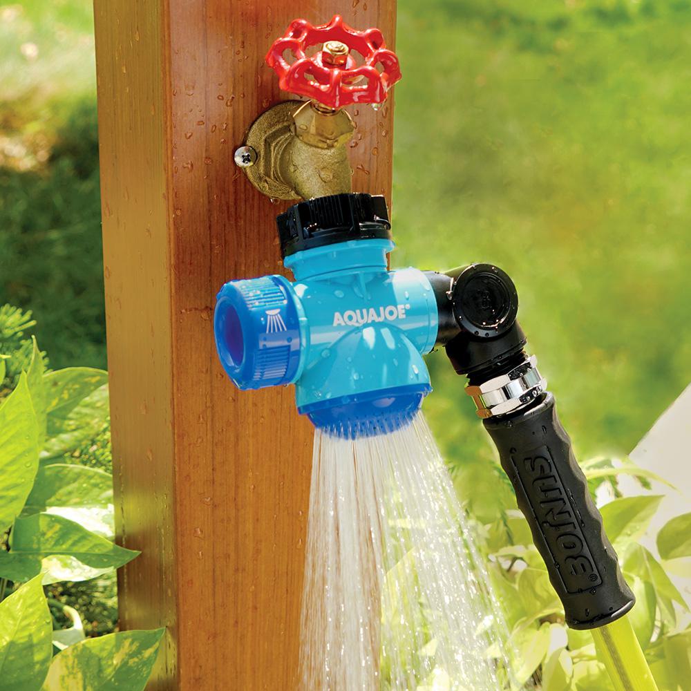 Aqua Joe Multi Function Outdoor Faucet And Garden Hose Tap Connector Sji Mfga1 The Home Depot - Aqua Joe Steel Garden Hose Holder With Faucet Aqua Joe Multi Function Outdoor Faucet And Garden Hose Tap Connector Sji Mfga1 The Home Depot - Aqua Joe Steel Garden Hose Holder With Faucet