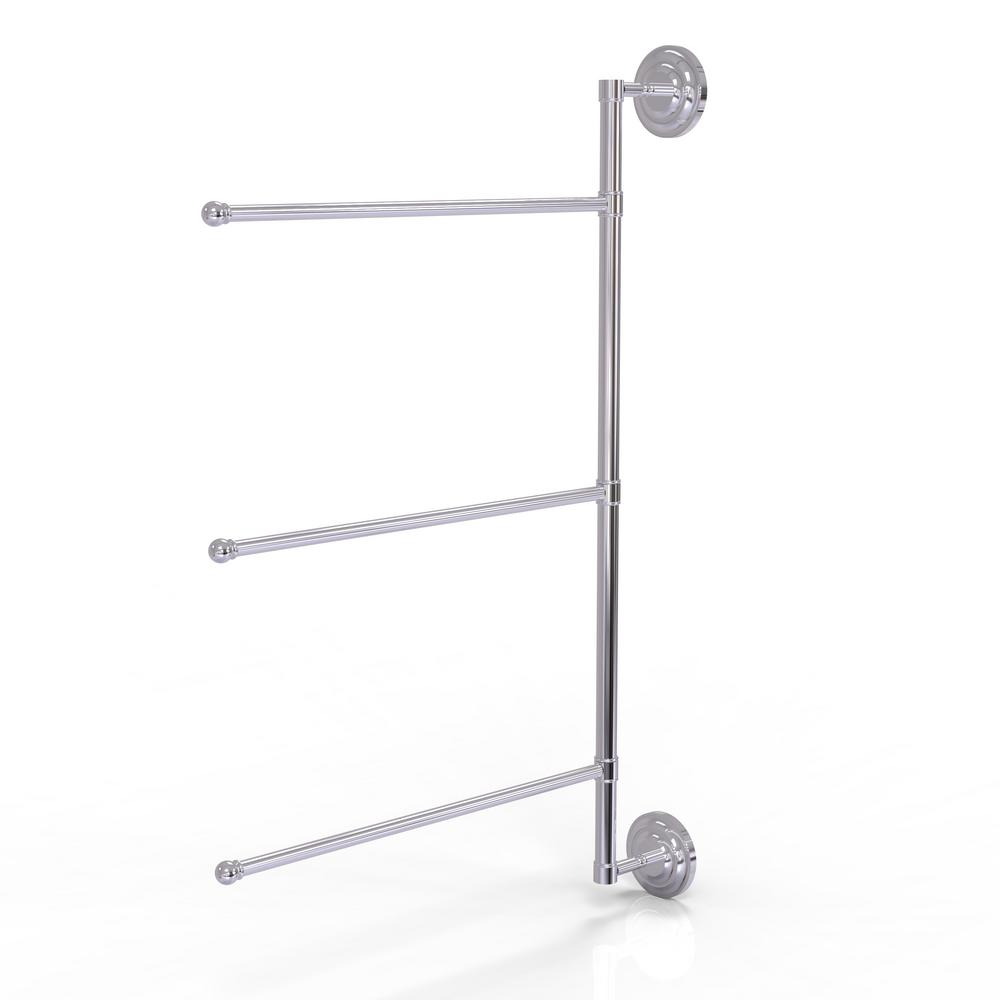 Allied Brass Prestige Que New Collection 3 Swing Arm Vertical 28 in. Towel Bar in Polished
