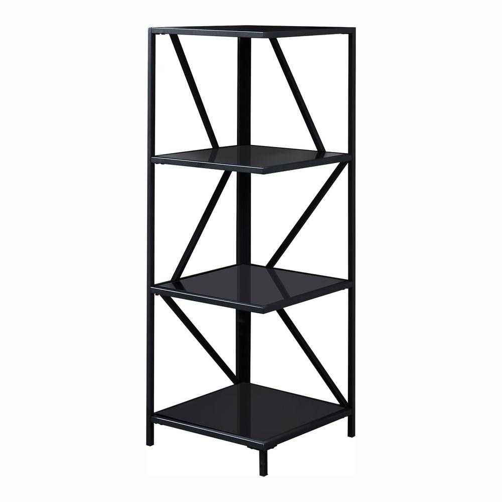 Furniture of America Tolchester 44 in. Black Metal 4Shelf Corner