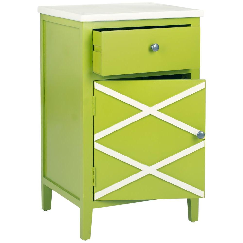 Safavieh Alan Lime Green And White Storage End Table Amh6598c