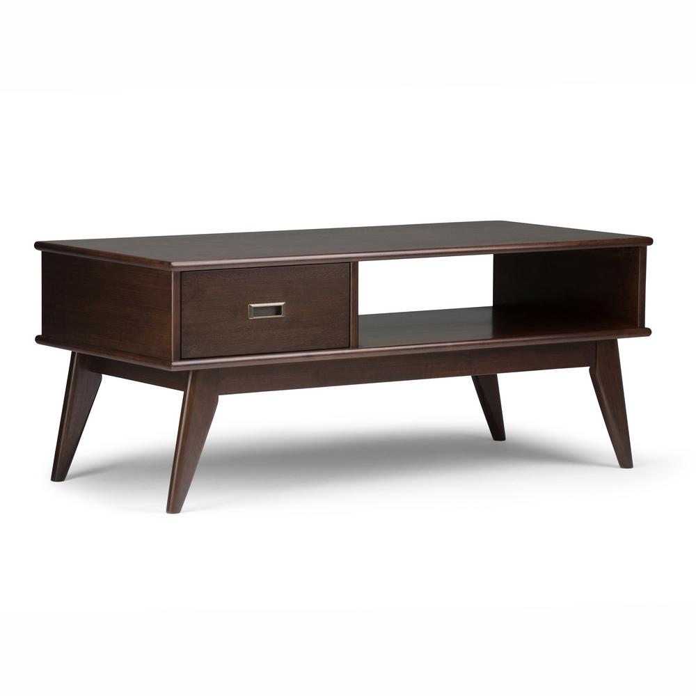 Simpli Home Draper Mid Century Medium Auburn Brown Built In Storage Simpli Home Draper Mid Century Medium Auburn Brown Built In Storage Coffee Table