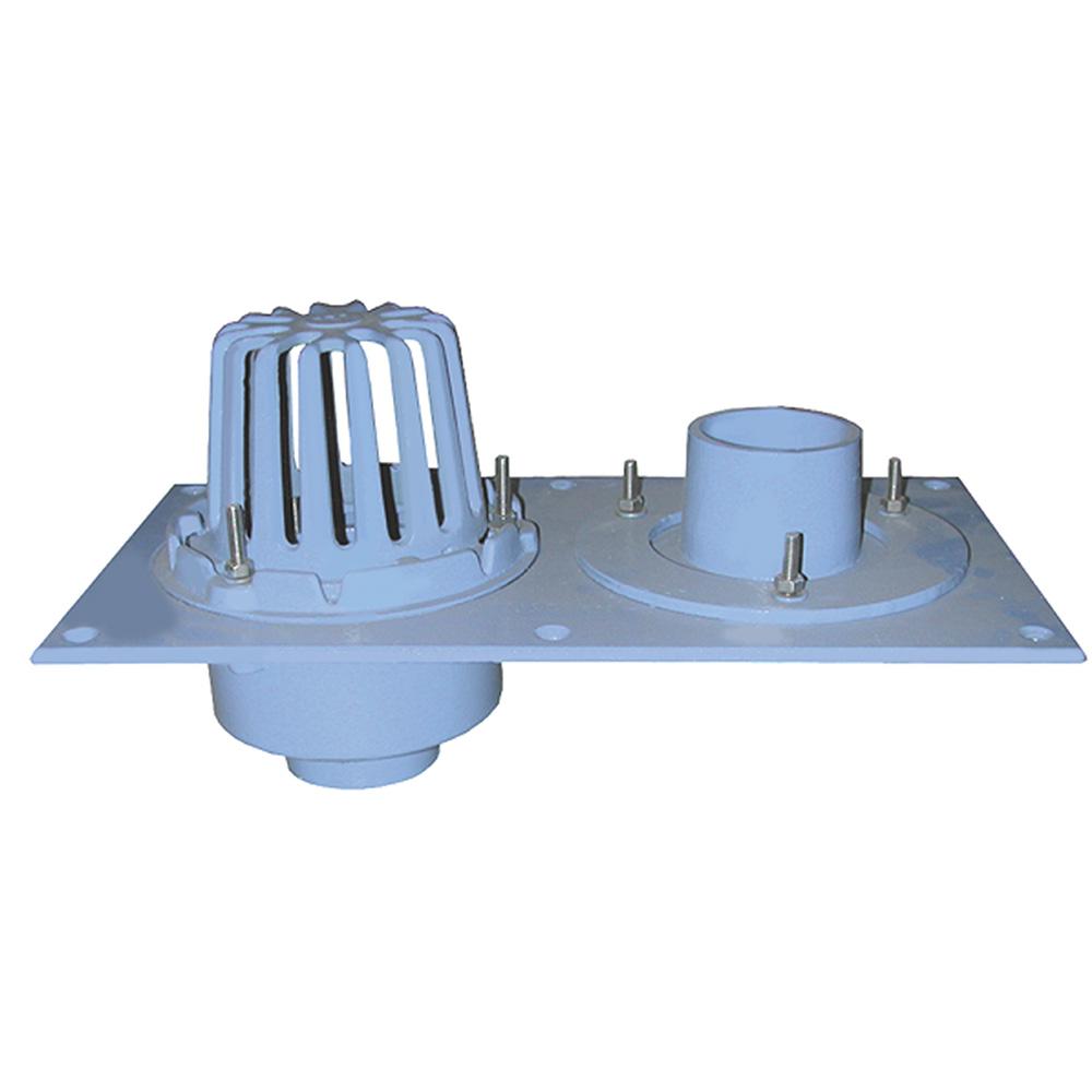 JONES STEPHENS 2 in. No Hub CO.D.e Blue Cast Iron Dual Roof Drain with Single DomeR19302 The