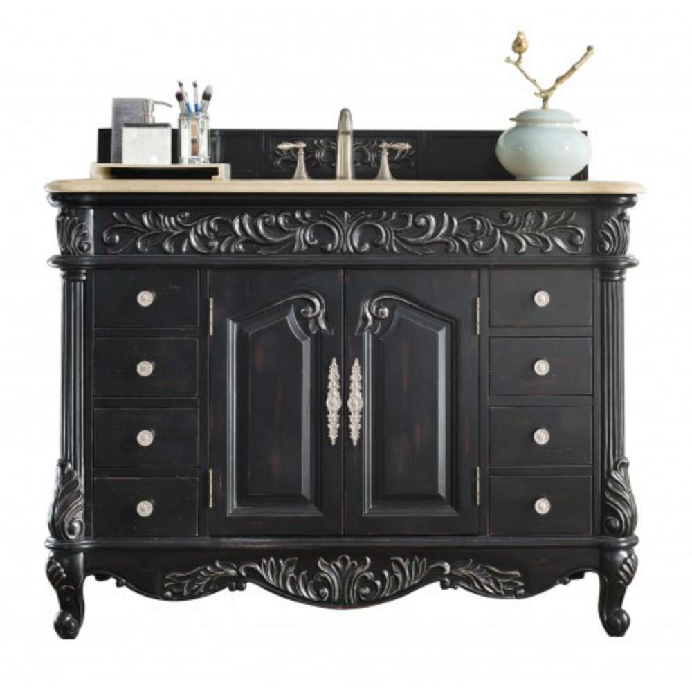 Beige Black Single Sink Bathroom Vanities Bath The Home Depot W Single Vanity In Empire Black With Marble Top