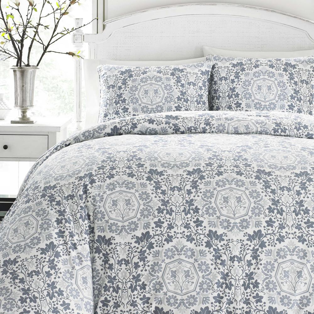 Stone Cottage Caldecott 3 Piece Blue King Cotton Comforter Set