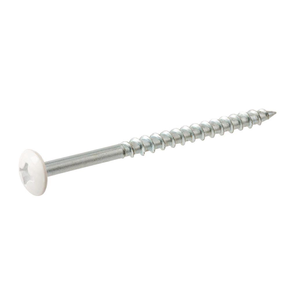 10 X 3 In Zinc Plated Phillips Drive Truss Head Cabinet Screws With White Painted Head 25 Piece