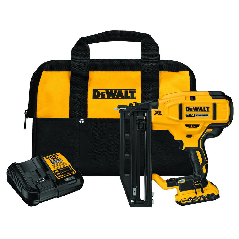 DEWALT 20Volt MAX XR LithiumIon 16Gauge Cordless Finish Nailer Kit