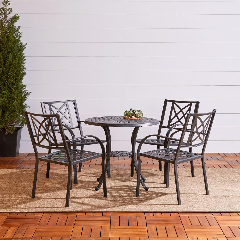 Vifah Paracelsus 5 Piece Aluminum Round Outdoor Dining Set