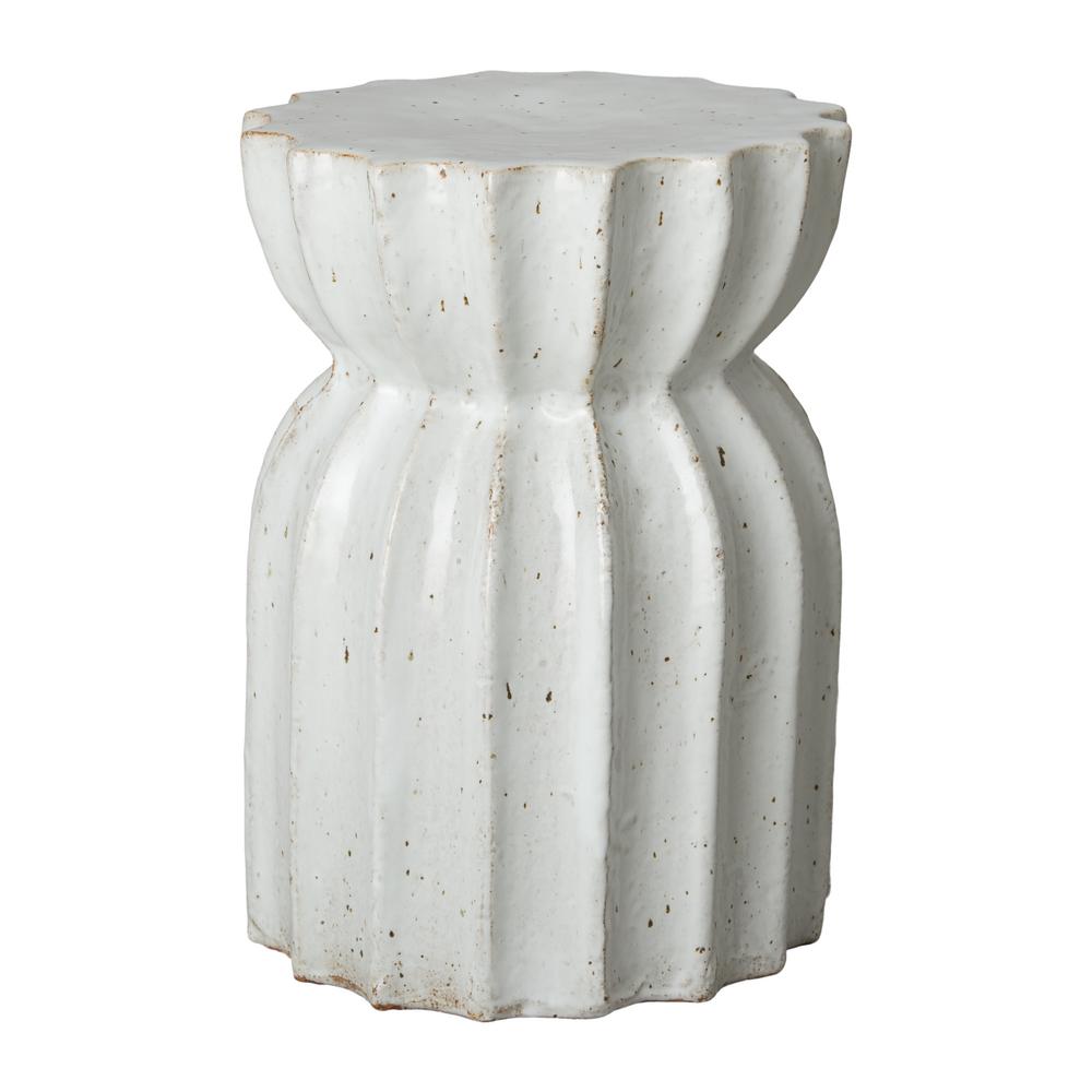 Lotus Distressed White Ceramic, White Garden Stool Ceramic