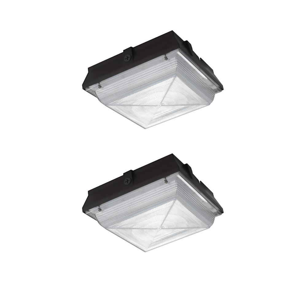 High Output 20 Watt Integrated Led Canopy Security Light And Area Light 2200 Lumens Outdoor Security Lighting 2 Pack