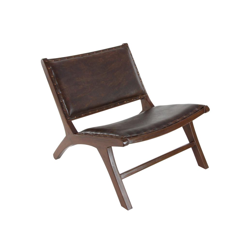 Litton Lane Brown Leather Traditional Side Chair 37833 The Home Depot Litton Lane Brown Leather Traditional Side Chair